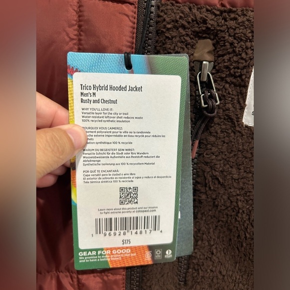 Cotopaxi Men's Medium Trico Hybrid Jacket Rusty Chestnut NWT Hood Insulated - Picture 15 of 15